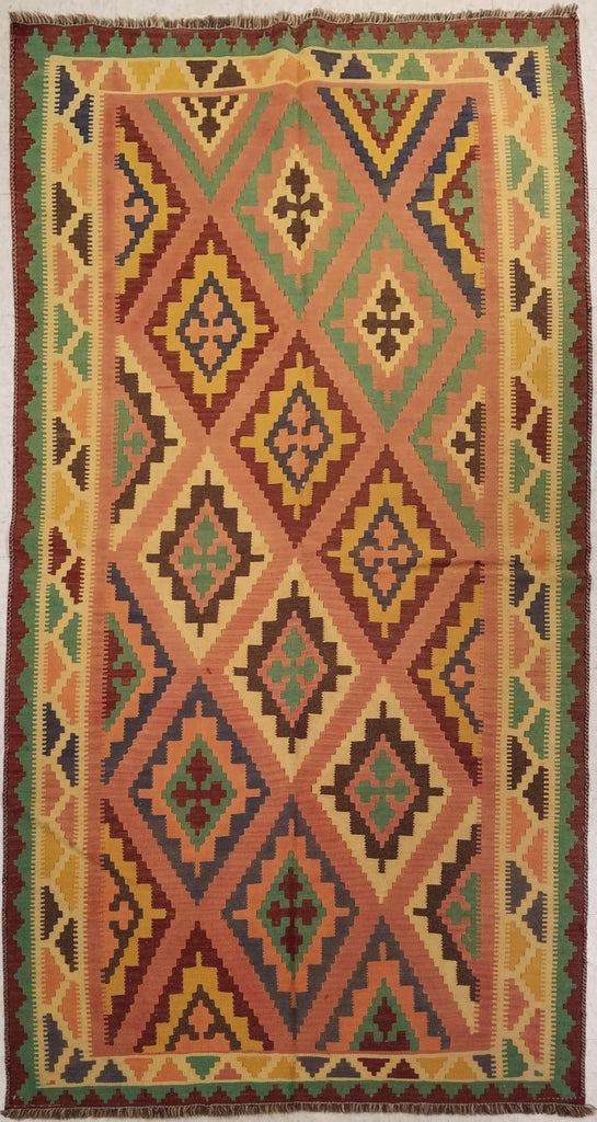 4'7" x 8'10"   Persian Vintage Qashqai Kilim Rug Top View
