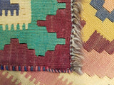 4'7" x 8'10"   Persian Vintage Qashqai Kilim Rug Back View